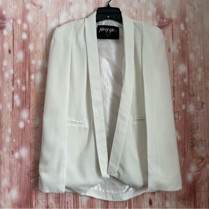 Nasty Gal White Open Front Cape Blazer Size S